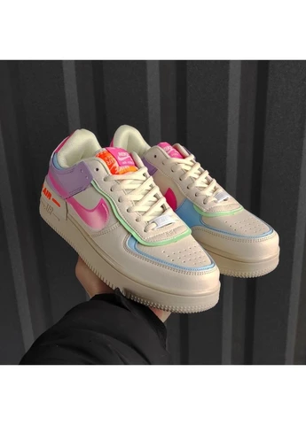 КРОССОВКИ ЖЕНСКИЕ NIKE AIR FORCE 1 SHADOW WHITE/PINK НАЙК АИР ФОРС 1 БЕЛЫЕ No Brand белые демисезоны (392003324)
