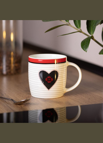 Чашка фарфоровая 400 (мл) для чая и кофе с сердцем Lugi RX-N240147WB Liling Rongxiang Ceramic (364988507)