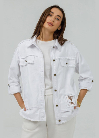 Белая демисезонная куртка джинсовая женская Lora