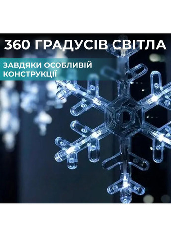 Гірлянда світлодіодна штора GarlandoPro сніжинка і зірка 12 фігур 3х1м гірлянда зірка Білий 1733064W No Brand (363058902)