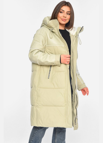 М'ятна зимня куртка-дублянка жіноча подовжена єврозима м'ятного кольору Let's Shop