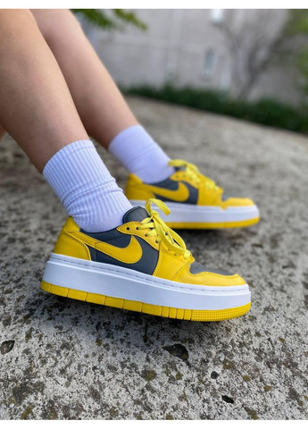 КРОССОВКИ ЖЕНСКИЕ NIKE AIR JORDAN 1 LOW ELEVATE YELLOW GREY DH7004-017 НАЙК АИР ДЖОРДАН No Brand серые демисезоны (368870125)
