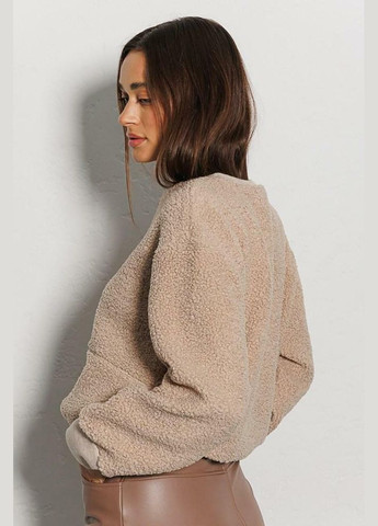 Бежевый свитшот бежевый женский из экомеха mkar35002-3 Modna KAZKA (337145127)