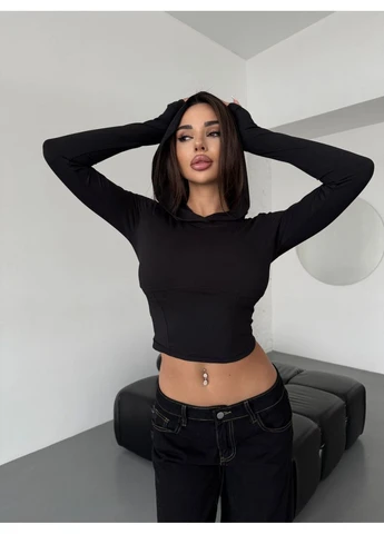Жіноча вкорочена кофта з капюшоном Fashion (379974952)