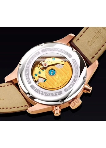 Чоловічий Класичний Механічний Годинник Коричневий Grand Brown 8701 Seli Carnival (392712883)