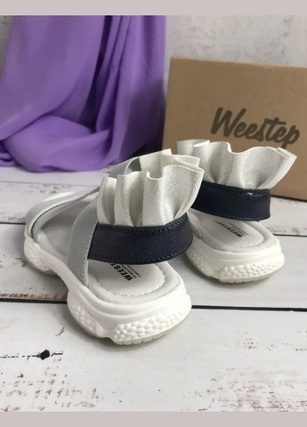 Серые повседневные, праздничные, коктейльные, вечерние сандалии босоножки детские для девочек бело-серый (549) Weestep на резинке
