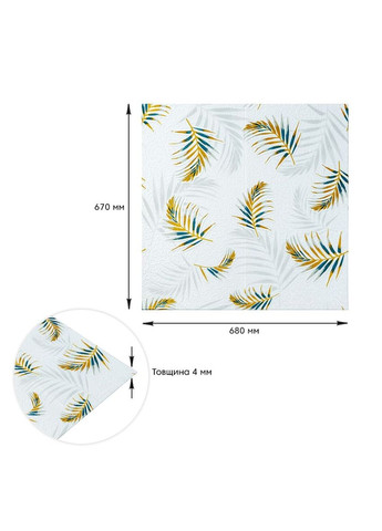 Панель стінова 3D 680х670х4мм Папороть на білому фоні (D) SW-00001981 Sticker Wall (362095052)
