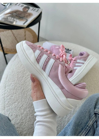 Рожеві Осінні кросівки чоловічі adidas campus x bad bunny pink white адідас кампус No Brand