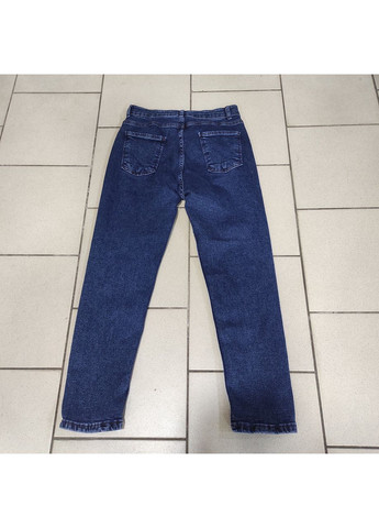 Джинси жіночі МОМ стрейч високі темні щільні 38 сині No Brand - (363053898)