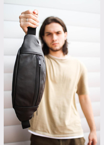 Кожаная мужская бананка, поясная сумка SL003 (Черная) SKILL (323427253)