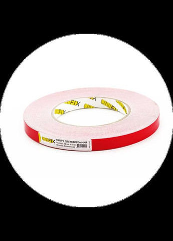 Спеціалізований двосторонній скотч на спіненій основі білий з червоним лайнером 18 ммх2,5 м, 1 мм, ящик 56 шт. No Brand (316091785)