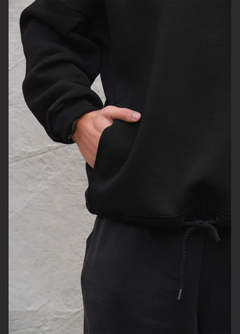 Мужское оверсайз худи на флисе черного цвета Without (305574836)