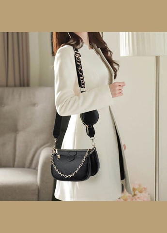 Женская мини сумочка клатч 3в1 с цепочкой экокожа черная (sku_1329) No Brand (330576876)