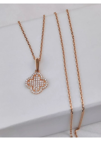 Срібний комплект 925 проби в позолоті у стилі Van Cleef (Ван Кліф) оздоблений камінцями 40 см No Brand (370203134)