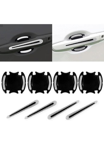 Наклейки світловідбиваючі на дверні ручки, + наклейки під дверні ручки, захист від подряпин, сірі No Brand (362345677)