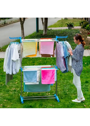 Многоярусная напольная складная сушилка с колесиками нагрузкой до 50 кг для одежды белья вещей 172х73х64 см (481037-Prob) Unbranded (351725721)