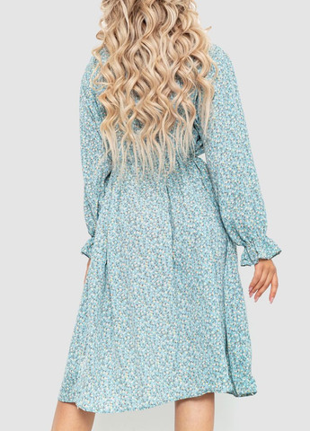 Светло-бирюзовое повседневный платье шифоновое свободного кроя с принтом длинное с длинными рукавами светло-бирюзовое (sku_204r701) No Brand с рисунком