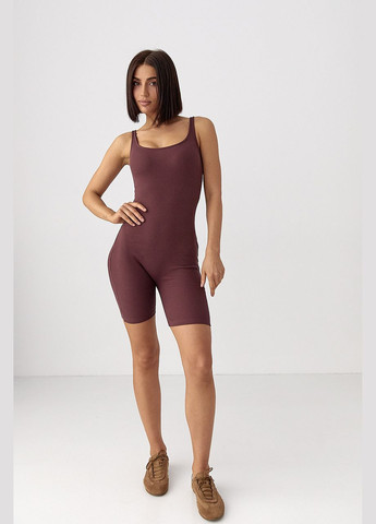 Спортивный комбинезон в рубчик - черный Lurex коричневый спортивный трикотаж