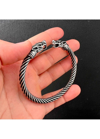 Готичний чоловічий тросовий браслет з медичної сталі вовки 20см BS-025 No Brand (299486655)