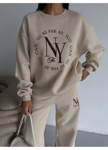 Костюм двійка тринитка на флісі худі та штани палаццо,з накатом на грудях Україна (362749580)