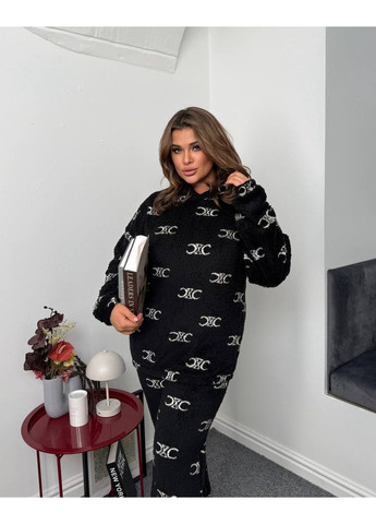Чорна жіноча махрова піжама Osoblyva