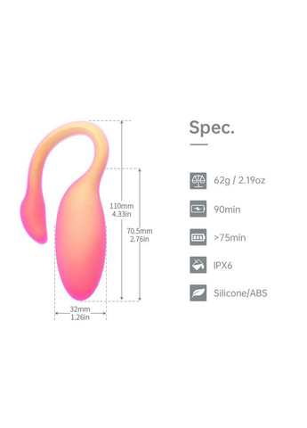 Смарт-виброяйцо Magic Motion Flamingo Max Orange 2 в 1: виброяйцо и тренажер Кегеля, 10 режимов No Brand (329741839)