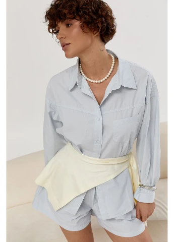 Костюм из рубашки и шорт с вязаной накидкой Lurex (389625727)