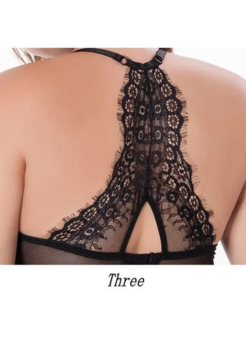 Шикарный комплект из мягкого кружева для сна. Кружевной черный пеньюар со стрингами China (360864490)