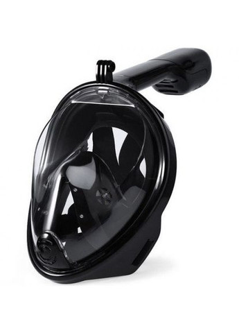 Повнолицева S/M панорамна маска для плавання снорклінгу GTM (S/M) Чорна з кріпленням для камери Original Black Free Breath (275334968)