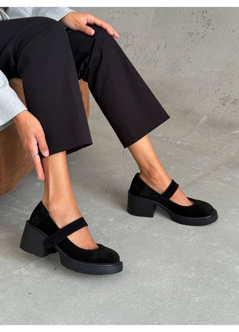 No Brand Туфли на липучке из натуральной замши черный з, — (353966477)