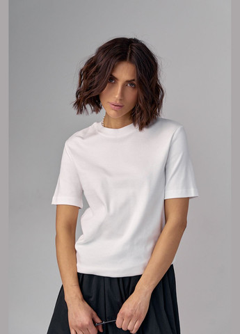 Молочная летняя базовая однотонная женская футболка - серый Lurex