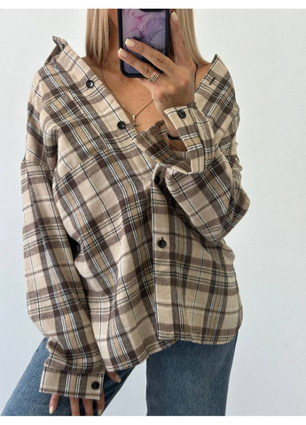 Бежевая повседневный рубашка Україна с длинным рукавом