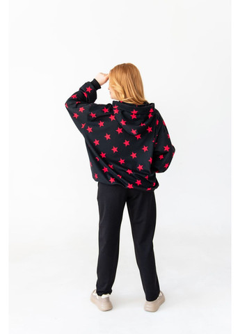 Черные свободные однотонные повседневные хлопковые спортивные штаны джоггеры из хлопка на манжетах с карманами женские оверсайз No Brand (362419425)