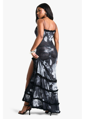 Темно-серое кэжуал платье Boohoo с цветочным принтом