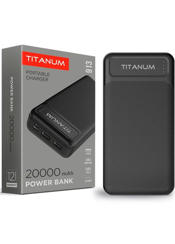 Повербанк TPB913-B 20000mAh Micro USB, Type-C, 2USB Black Titanum (282313094)