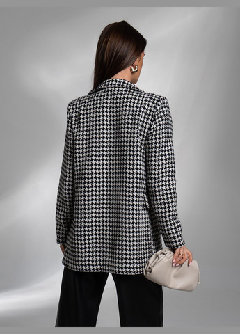 Черно-белый женский пиджаки ISSA PLUS с узором пье-де-пуль «гусиная лапка» - демисезонный