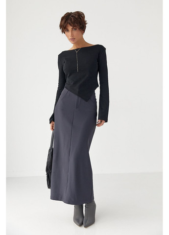 Чорна трикотажна блуза з асиметричним низом Lurex