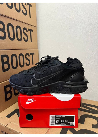 Черные демисезонные кроссовки мужские nike react vision black найк реакт висион No Brand