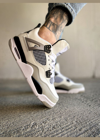 Кросівки жіночі і чоловічі Nike Air Jordan 4 Retro white black | Найк Аір Джордан 4 Ретро білі чорні No Brand білі всесезони (311675140)