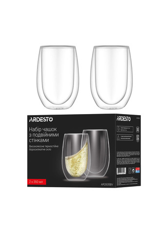 Набор чашек с двойными стенками, 350мл, 2шт, боросиликатное стекло, прозрачный AR2635BV Ardesto (299630582)