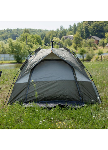 Палатка автоматическая трехместная 2*2 (м) кемпинговая туристическая LU-0016GR Хаки No Brand (369478254)