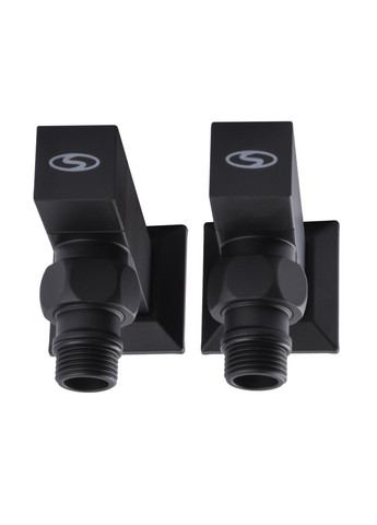 Набір Кран напівобертовий кутовий з американкою LUX 1/2″ CUBE BLACK 8888 (1уп) Solomon (301219348)