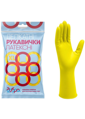 Рукавички латексні господарські, делікатні, розмір XL Добра Господарочка 4820086521994 (328393676)
