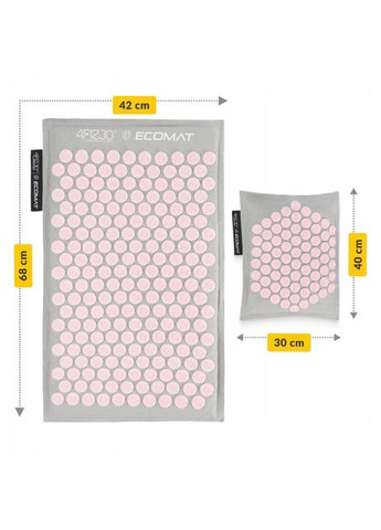 Килимок акупунктурний з подушкою Eco Mat Аплікатор Кузнєцова Grey/Pink () 4FIZJO P-5907739312174 (275653990)