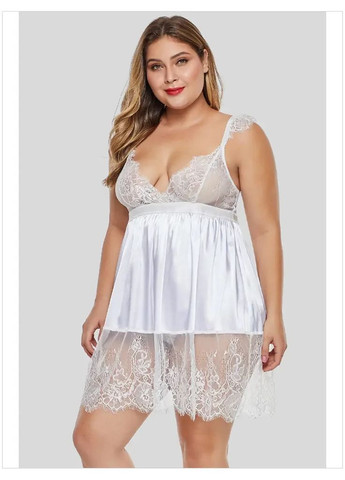 Шикарный пеньюар из мягкого кружева для пышных форм для сна. Кружевной пеньюар на бретелях со стрингами China (360865576)