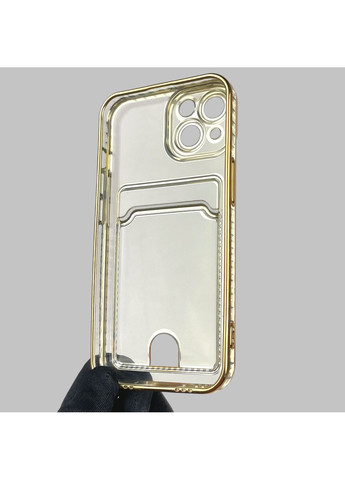 Чехол для iPhone 14 с золотой окантовкой с карманом для карт на айфон 14 золотой Apple (366023503)