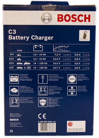 Зарядний пристрій 6/12 в 3.8 а 230 в c2 Bosch (282590123)