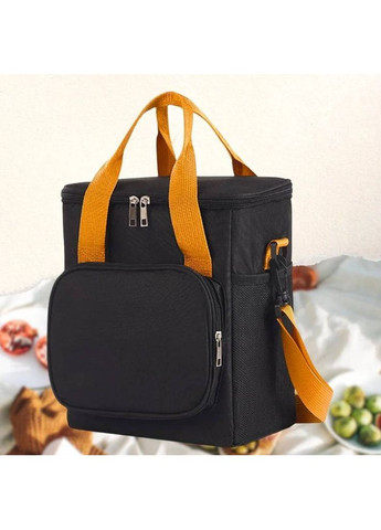 Термосумка двухслойная изоляционная изотермическая сумка для пикника обедов ланчев 16x22x26 см Черный (TS190) No Brand (361029070)