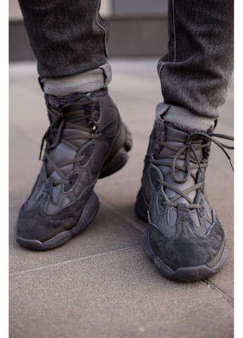 КРОССОВКИ ЖЕНСКИЕ ADIDAS YEEZY BOOST 500 MID BLACK АДИДАС ИЗИ БУСТ No Brand чёрные зима (367167648)