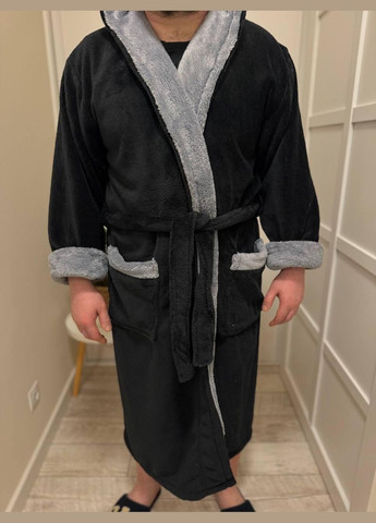Домашній халат XXL Чорний (П4К-Al-male-halat-011-03) No Brand (356515906)